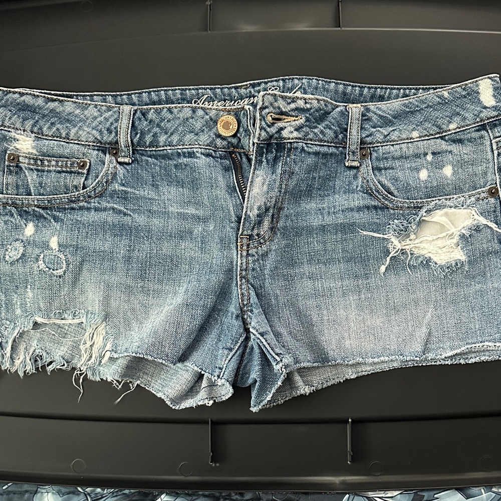 American Eagle Outfitters Women's Ripped Blue Jean Shorts